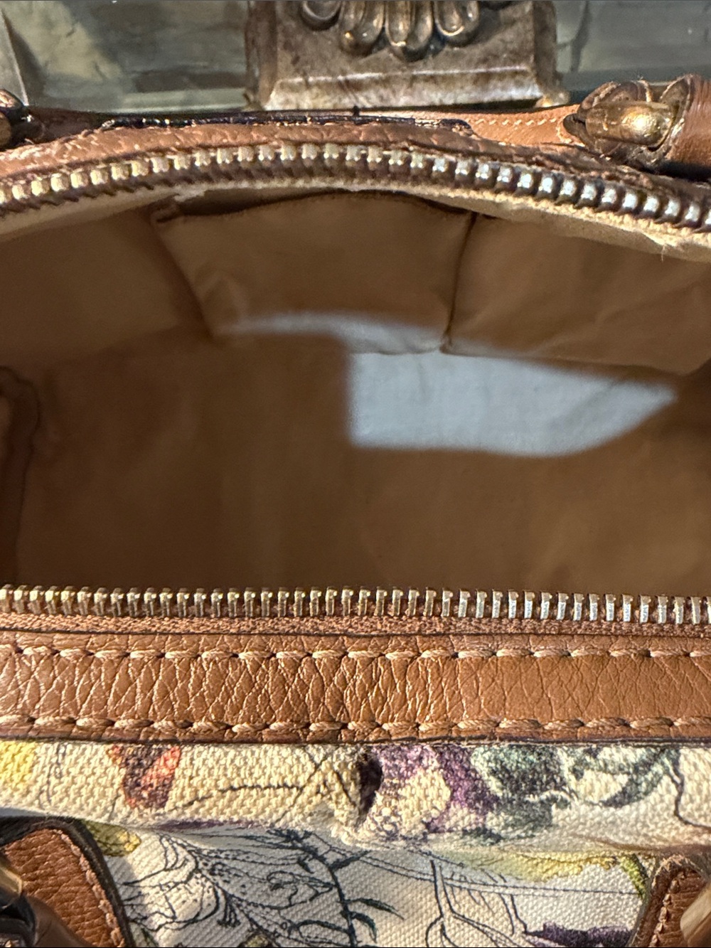 Gucci Floral Flower Leather-Trim Canvas Boston Bag - Picture 14 of 16